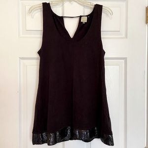 Ecru Sequin Hem Tank Top night out party black cashmere blend